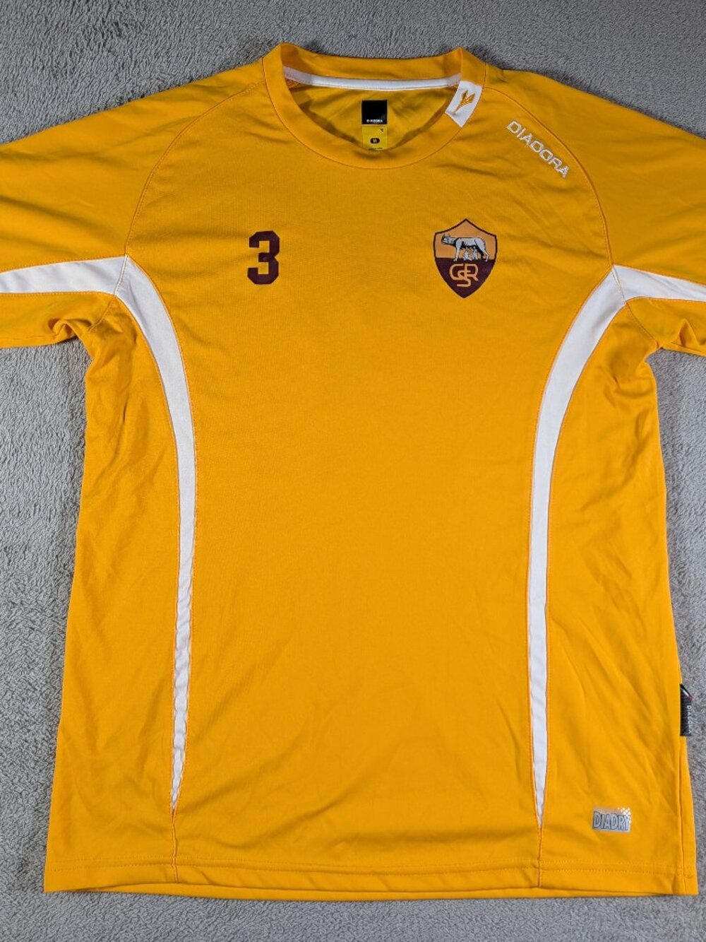 NWT 2004 AS Roma Diadora Practice Jersey #3 Gold Medium